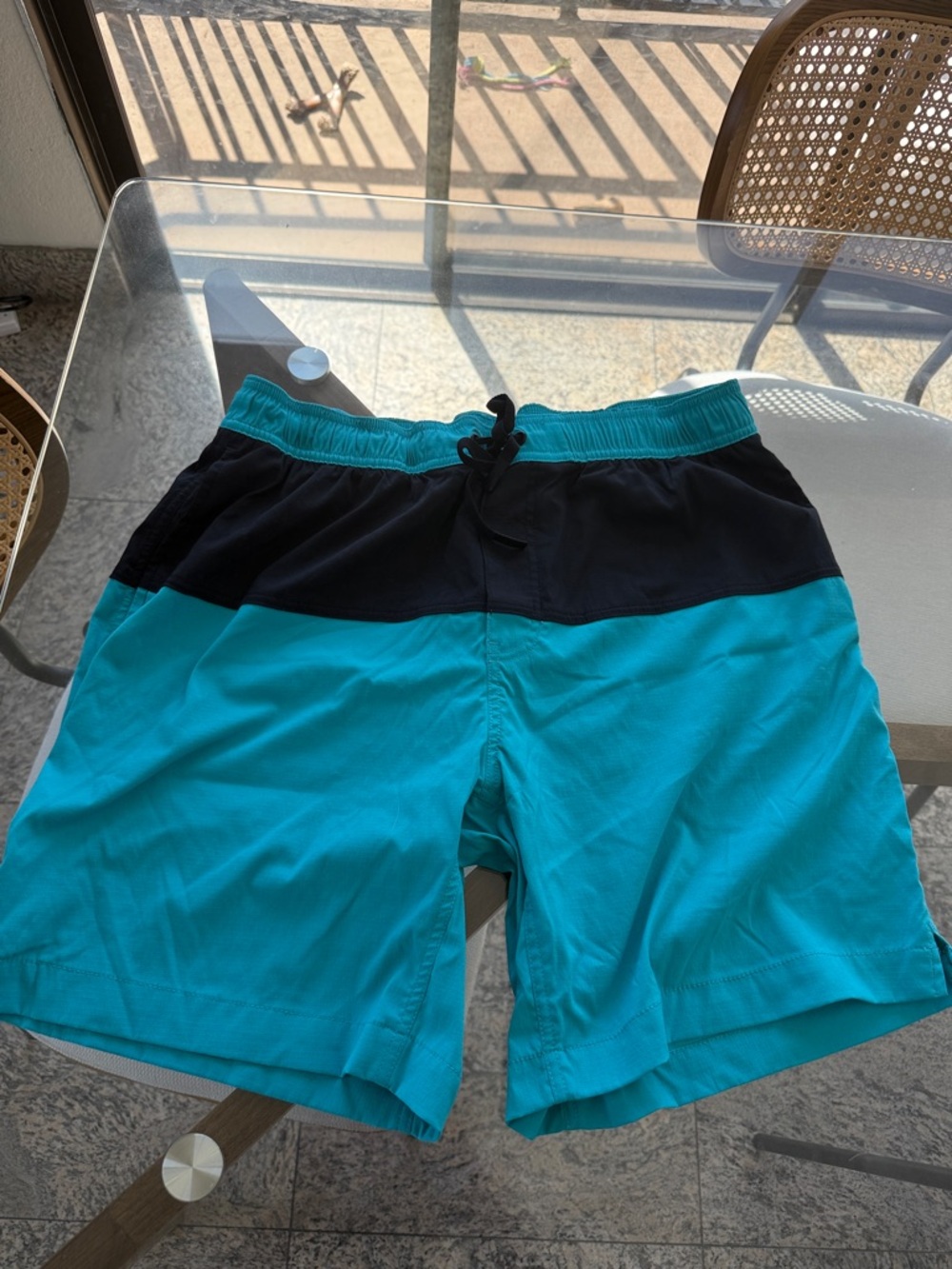 Outdoor Research Black and Teal Two-Tone Swim Trunks